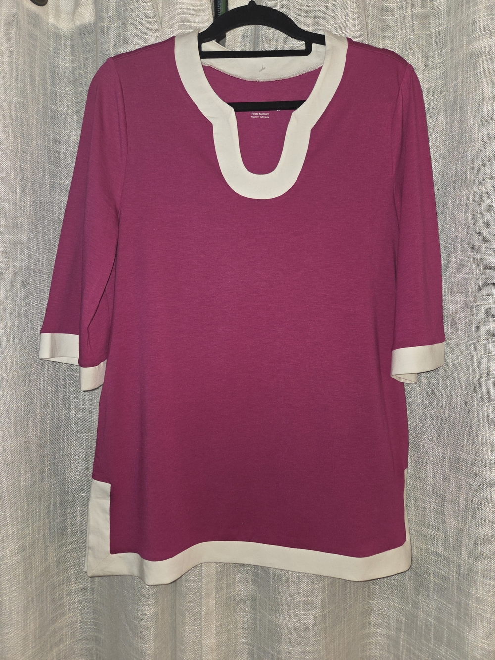 Soft Surroundings Fuchsia Tunic with White Trim Petite Medium